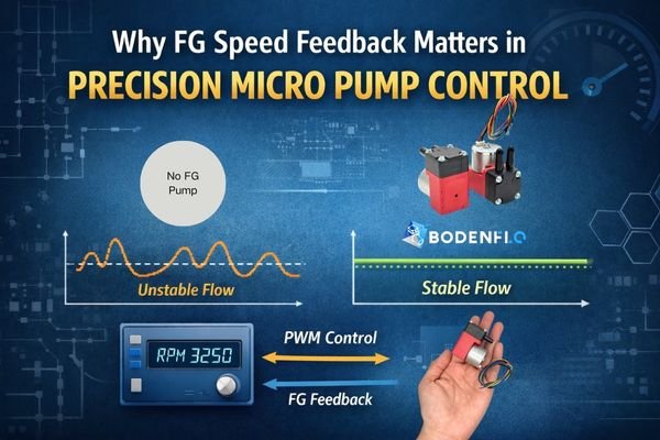 FG speed feedback comparison showing stable vs unstable flow in precision micro pump control systems