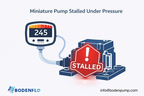 An image of a miniature pump with a red