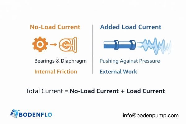A simplified diagram showing a pump motor. One arrow labeled 