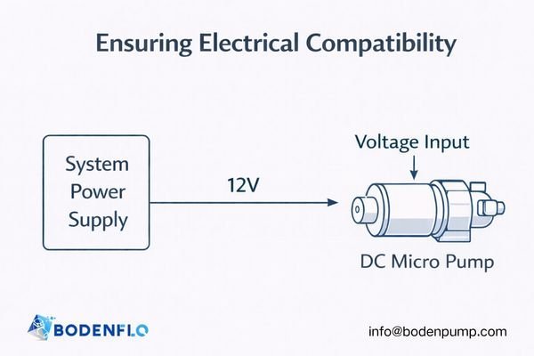 A schematic showing a power supply unit (PSU) connected to a DC micro pump, with 12V and 24V voltage labels clearly marked.
