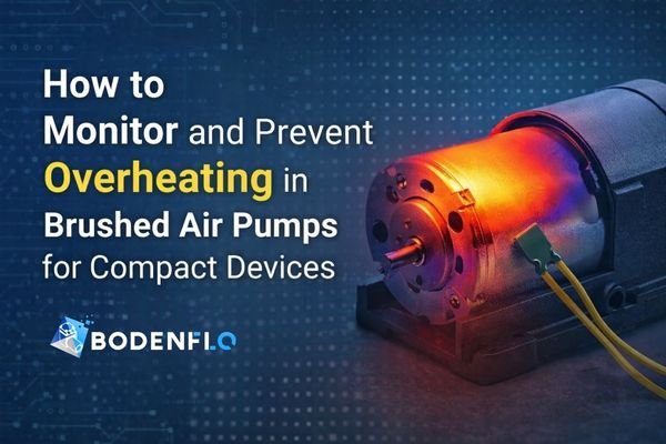 Brushed air pump overheating in a compact device with thermal monitoring sensor illustration