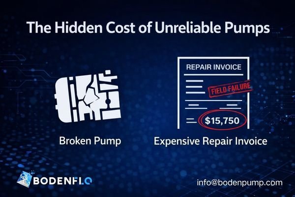 A broken mini pump next to a costly repair invoice