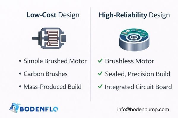 A close-up comparison of a high-quality brushless motor and a simple brushed motor