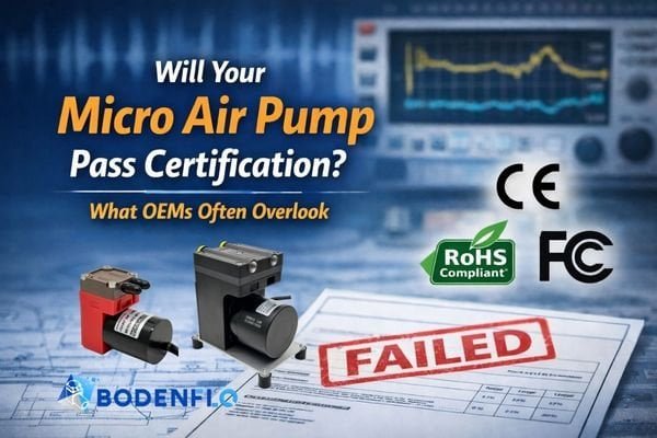 micro air pump certification failure CE RoHS EMC compliance test