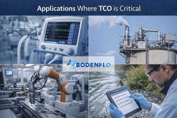 A collage of critical applications for micro air pumps, including medical devices and gas analyzers