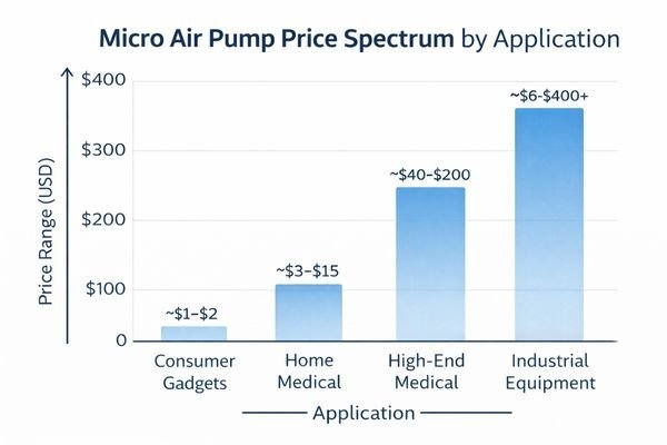 A chart showing the wide price distribution of micro air pumps