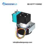 BD-05TF110WBZ micro liquid pump angle view, highlighting brushless motor and diaphragm structure