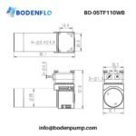 Micro pump dimensional drawing compact liquid pump engineering diagram BD-05TF110WB