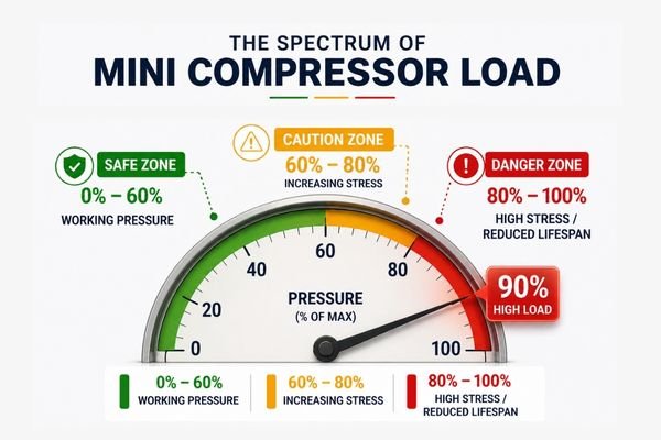 A pressure gauge moving from zero to a red zone, illustrating the spectrum of operational load.