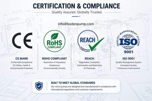 An image of various certification logos like CE, RoHS, and REACH