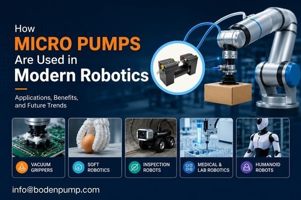 Micro pumps used in modern robotics for vacuum grippers, soft robotics, inspection robots, laboratory automation, and humanoid robot systems