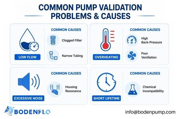 An infographic showing a problem icon (e.g., a thermometer for overheating) linked to common causes.