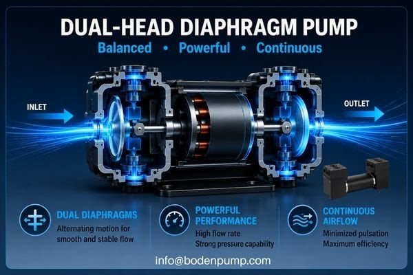 An animation showing the smoother, more powerful operation of a dual-head pump