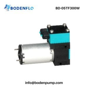 BD-05TF300W micro diaphragm liquid pump side view with compact DC motor for OEM fluid systems