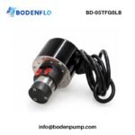 BD-05TFG6LB compact liquid gear pump angled view with dual G1/8 fluid ports, motor housing, and power cable