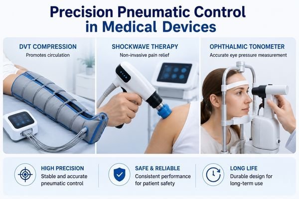 Collage of medical devices like compression cuffs and therapy equipment