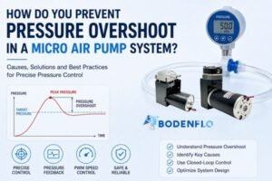 Micro air pump pressure overshoot control using pressure feedback and PWM speed control