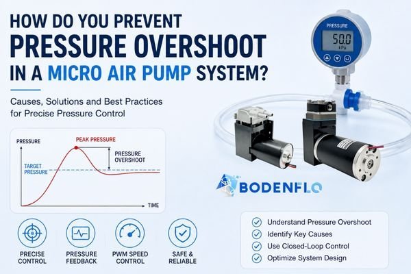 Micro air pump pressure overshoot control using pressure feedback and PWM speed control