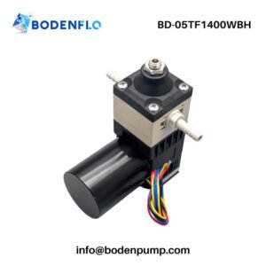 BD-05TF1400WBH 24V brushless diaphragm liquid pump with 1.4 L/min flow, 3 bar pressure, and integrated pressure relief valve