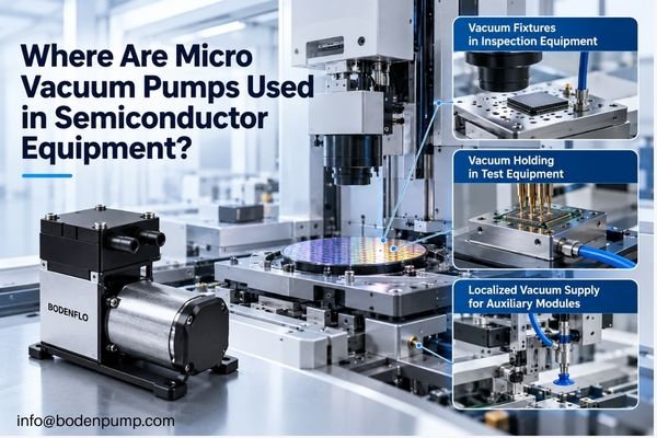 Micro vacuum pump applications in semiconductor equipment for wafer inspection, vacuum holding fixtures, and auxiliary automation modules.